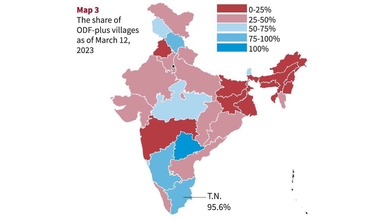 Telangana once again tops list of ODF Plus villages in India