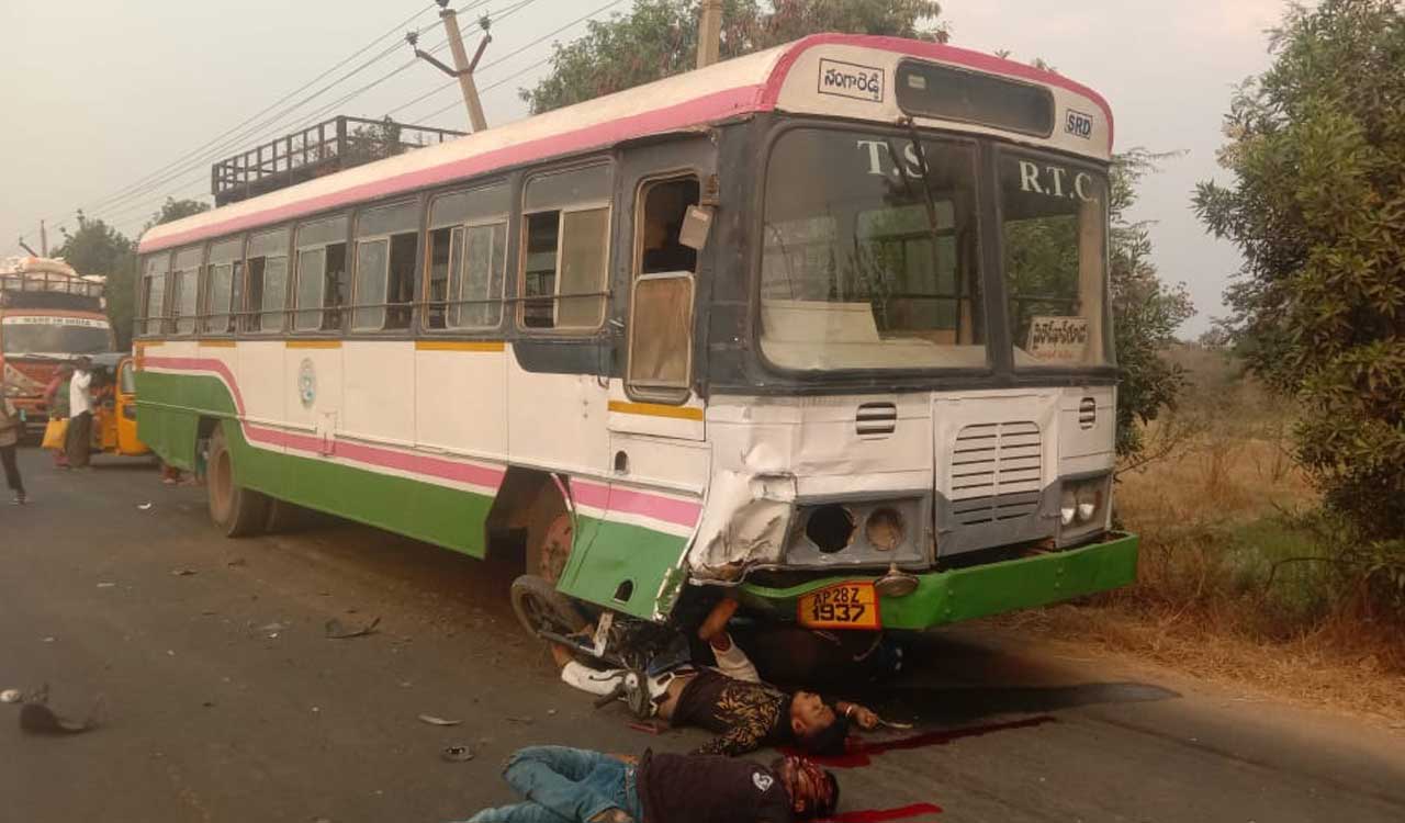 RTC bus runs over two youngsters in Sangareddy