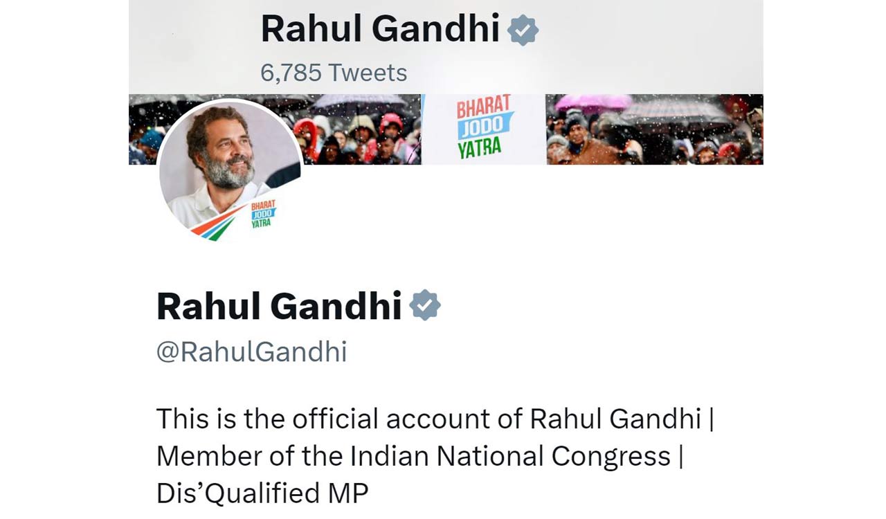 Rahul Gandhi updates Twitter bio to “Disqualified MP”