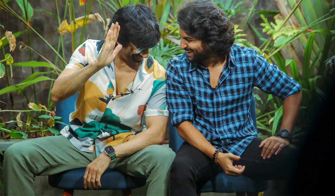 Ravi Teja and Nani promote their movies Ravanasura and Dasara together