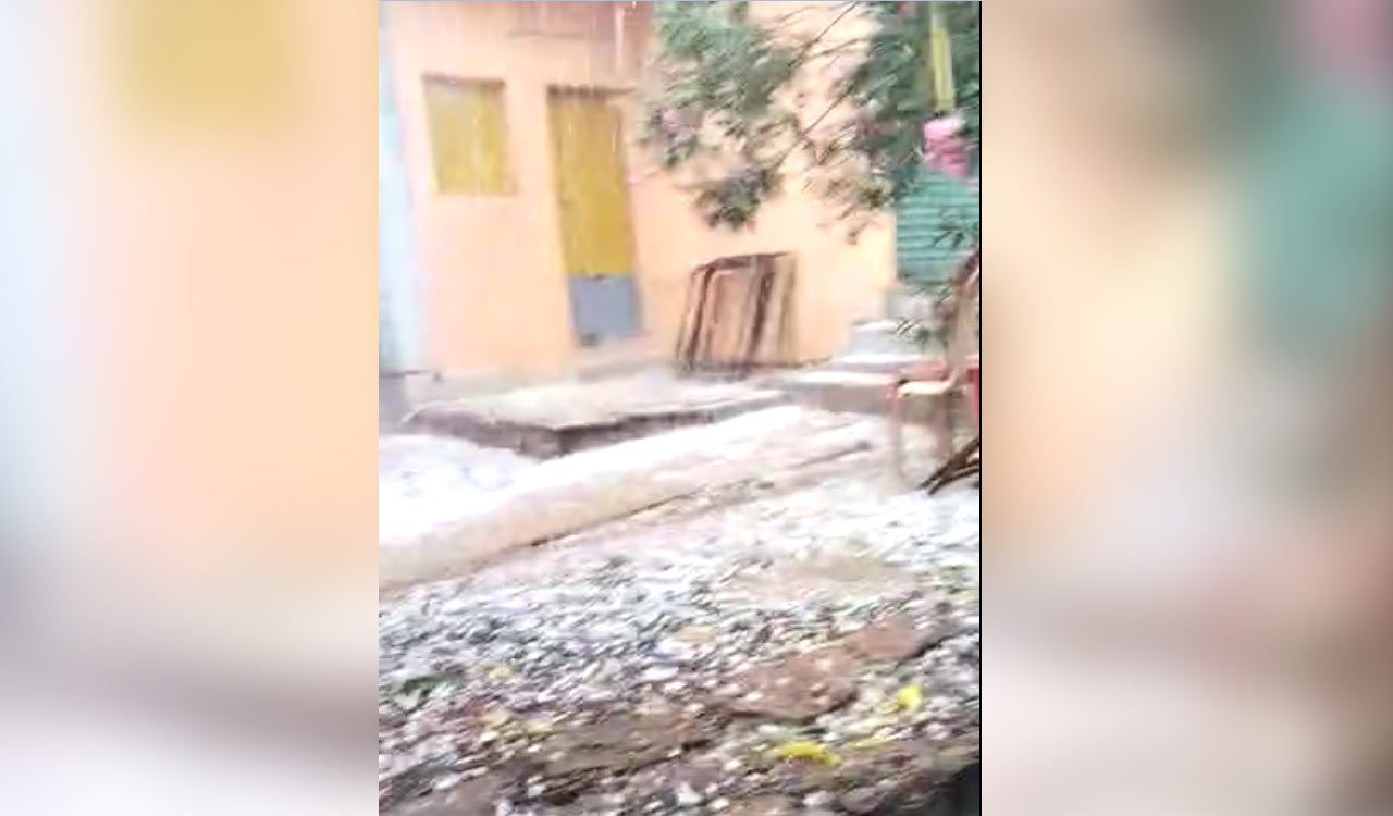 Watch: Heavy hailstorms hit Marpalle in Vikarabad