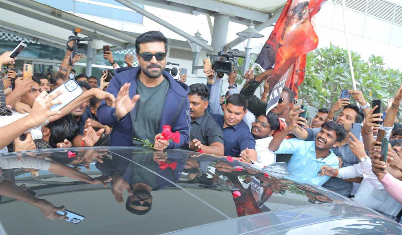 Ram Charan is back in Hyderabad after the Oscars