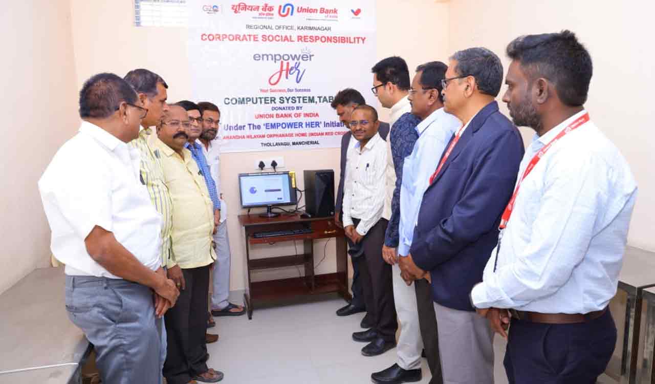 Union Bank donates computer system to orphanage in Mancherial