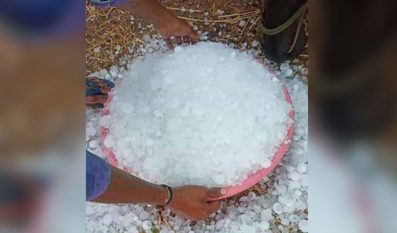 Hailstorms hit various parts of erstwhile Karimnagar on Saturday