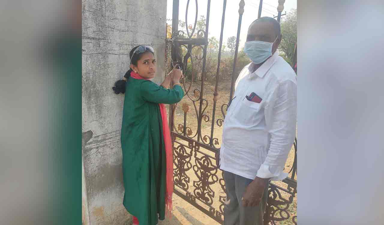 Gram Panchayat staff lock private college for property tax default in Khammam