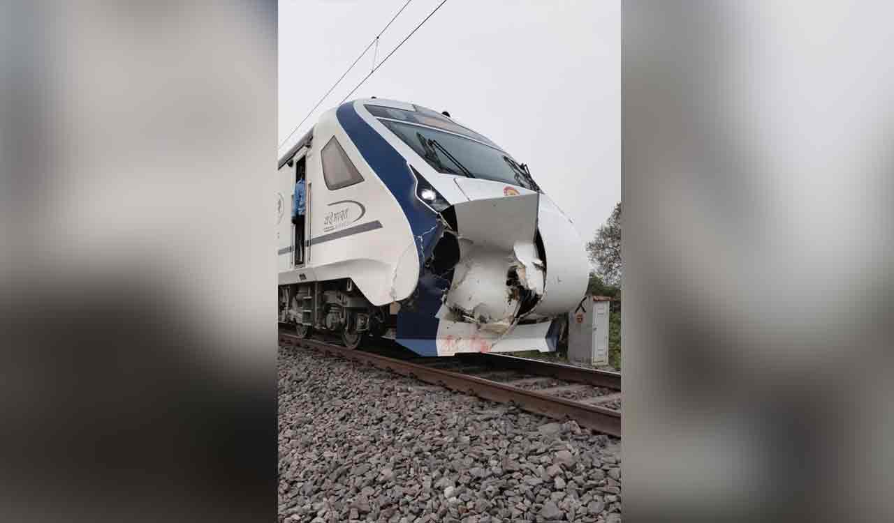 Vande Bharat Express damaged after hitting a buffalo in Khammam