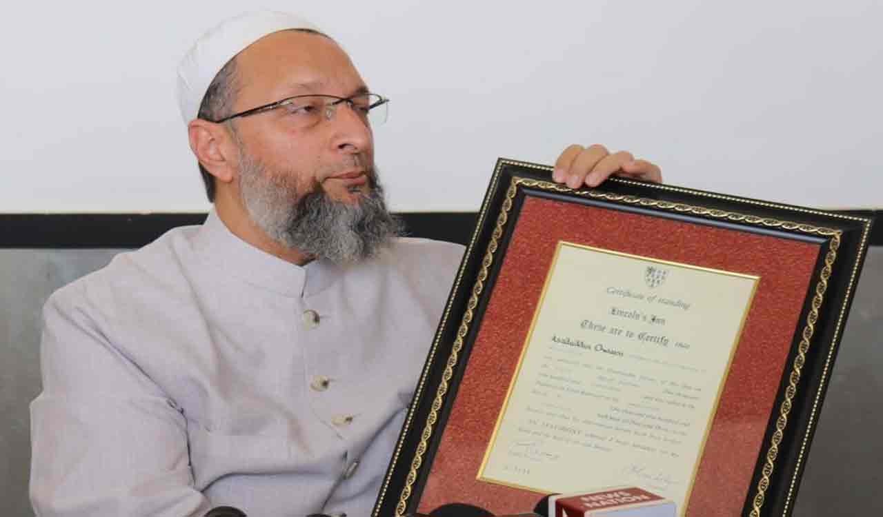 Asaduddin Owaisi shows his bar-at-law degree