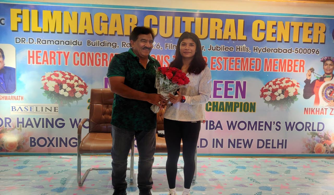 Hyderabad: Film Nagar Cultural Centre felicitates Nikhat Zareen