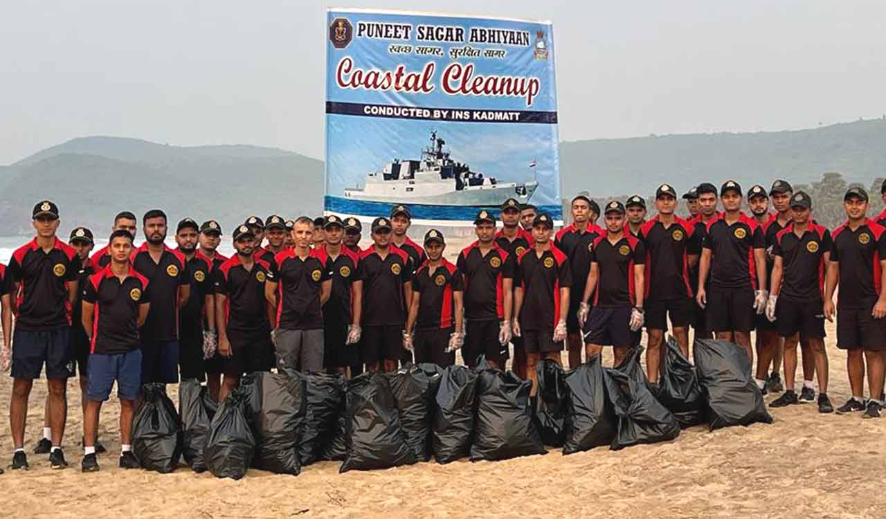 Indian Navy conducts beach clean-up drive in Visakhapatnam