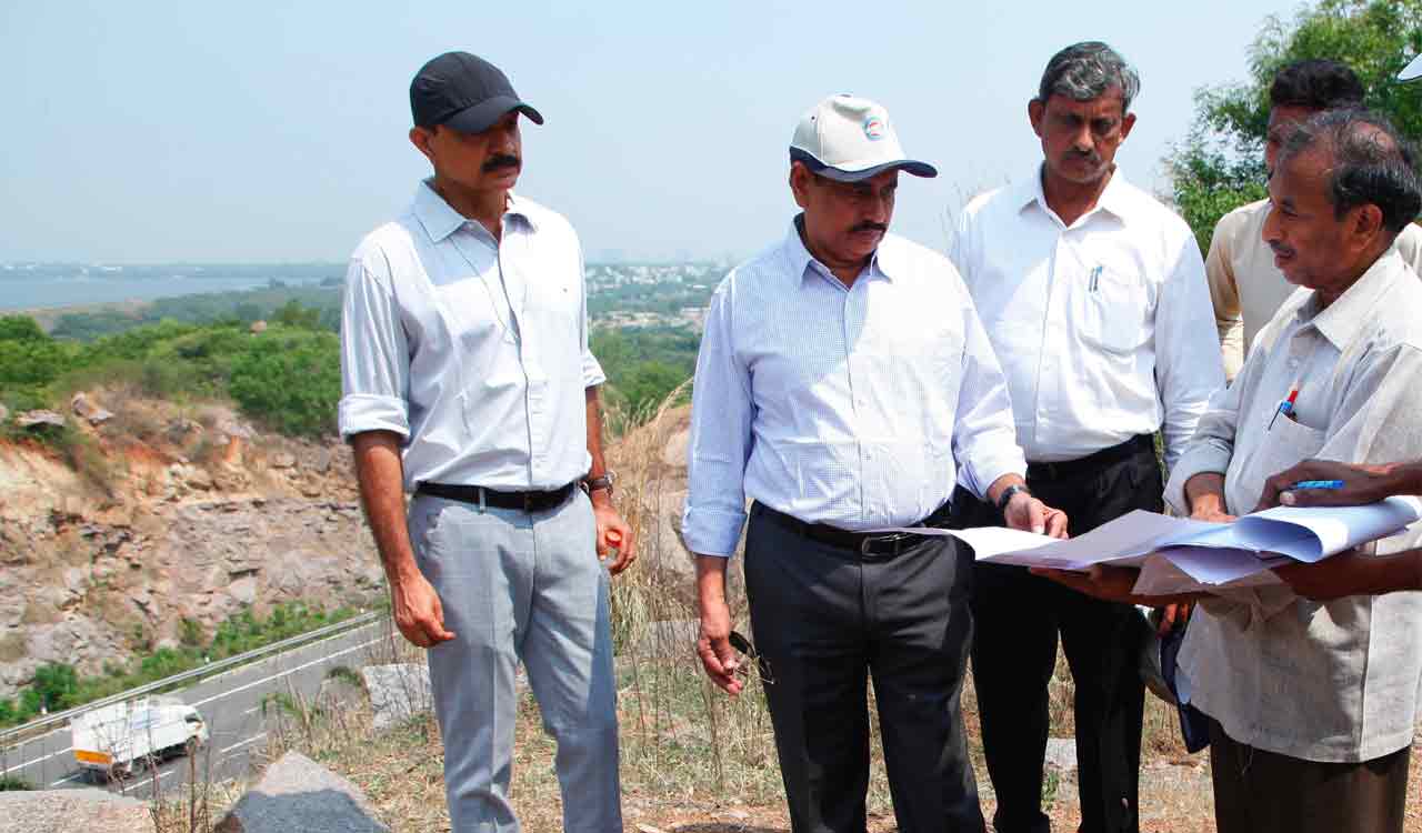 Hyderabad: HAML MD inspects Airport Metro alignment on Rajendranagar hillock