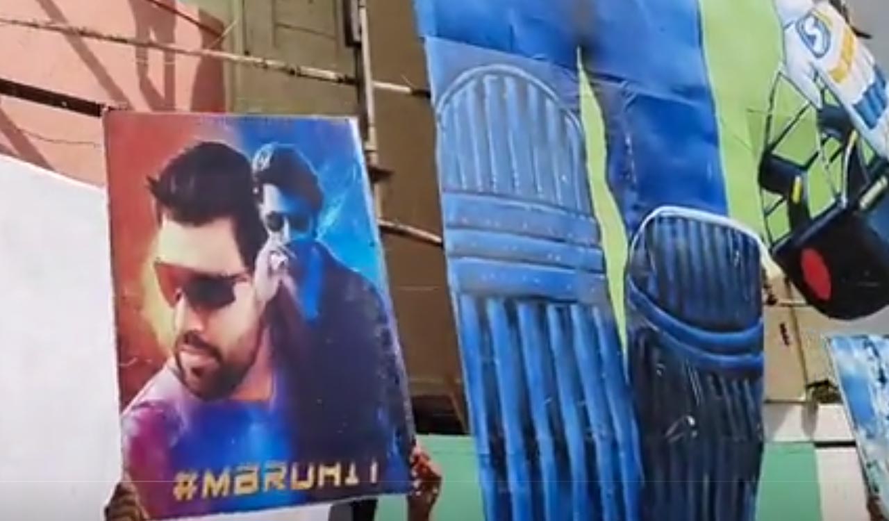 Fans unveil Rohit Sharma’s 60 feet cut-out in Hyderabad on his 36th birthday