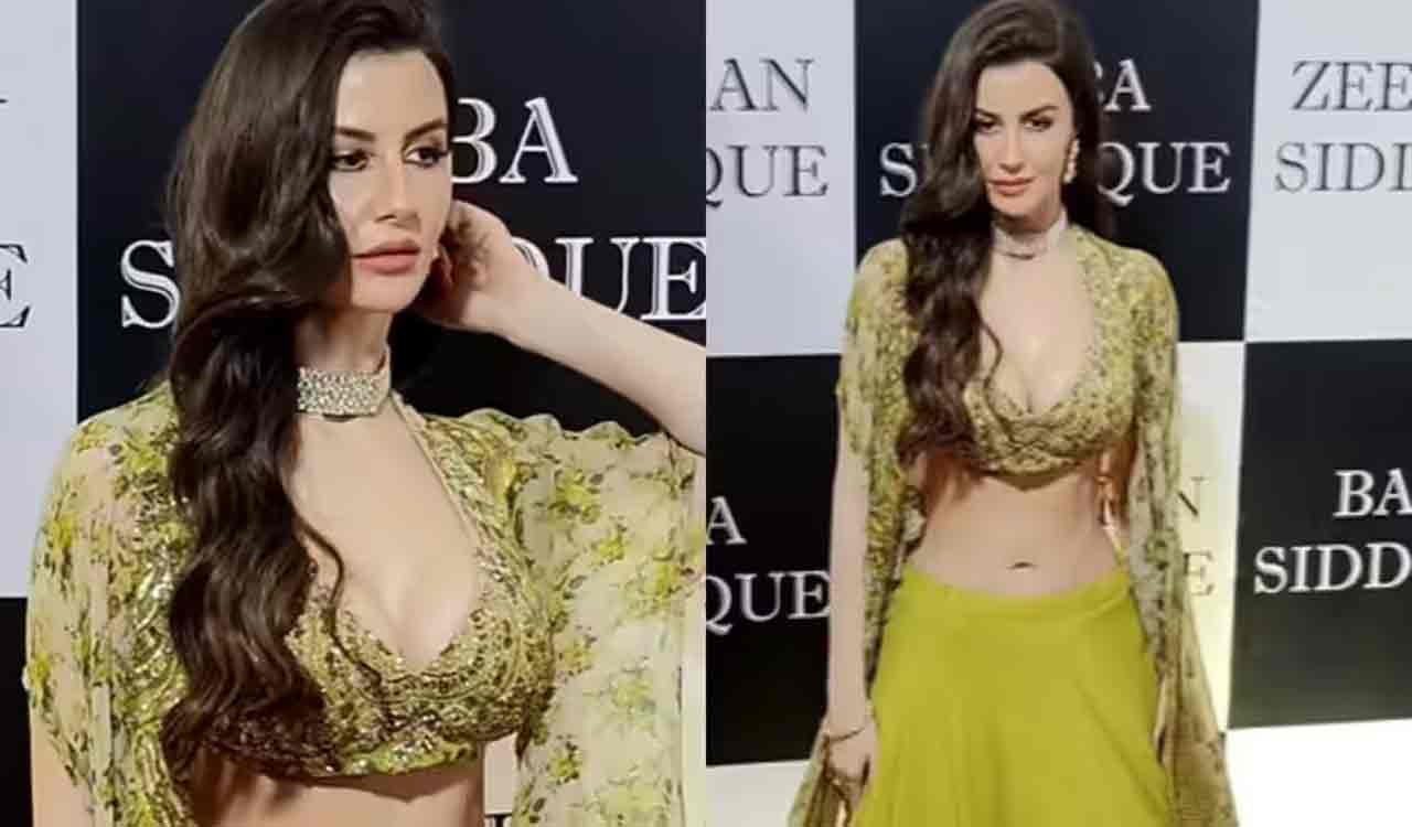 Giorgia Andriani stuns in a green lehenga at Baba Siddiqui’s annual Iftar party