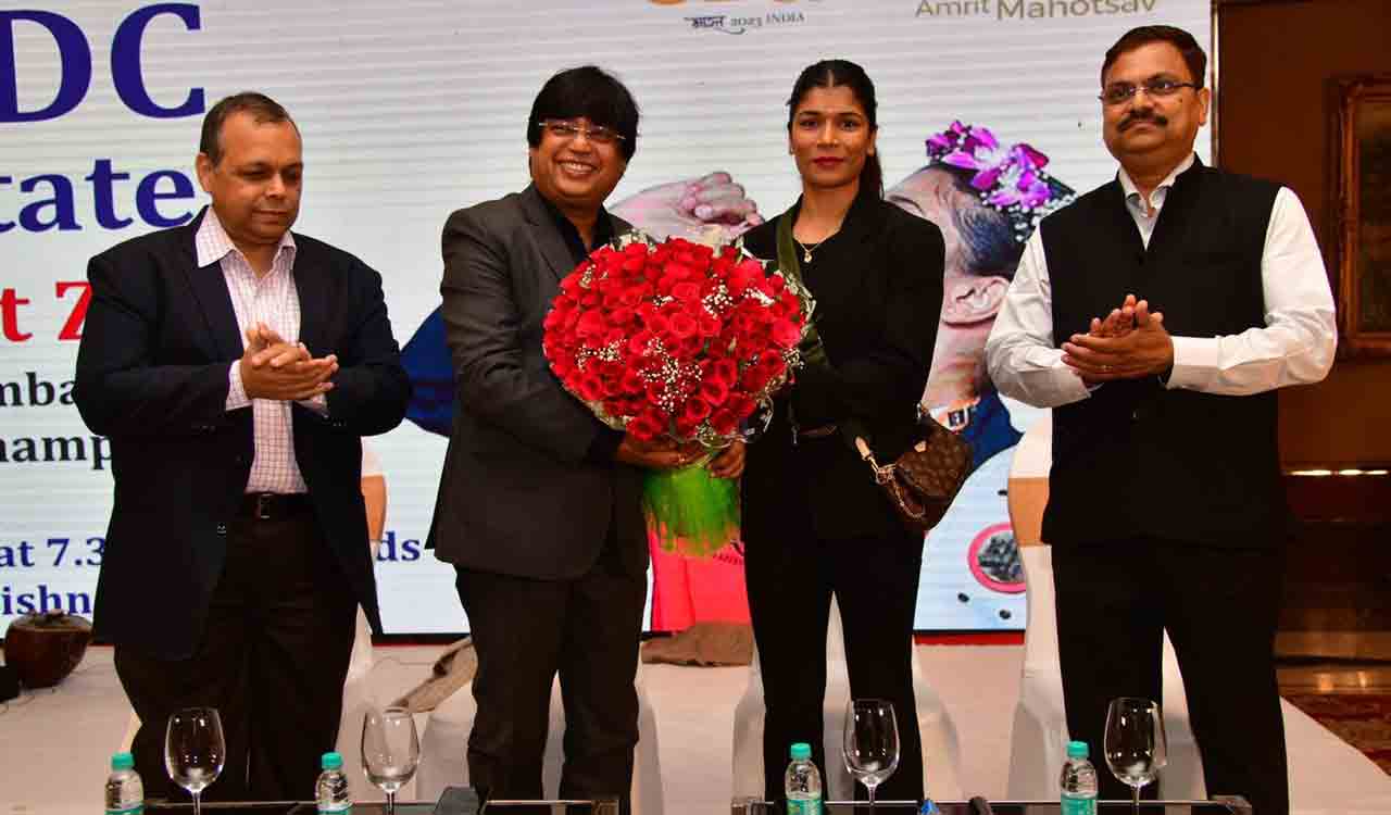 NMDC felicitates world champion Nikhat Zareen