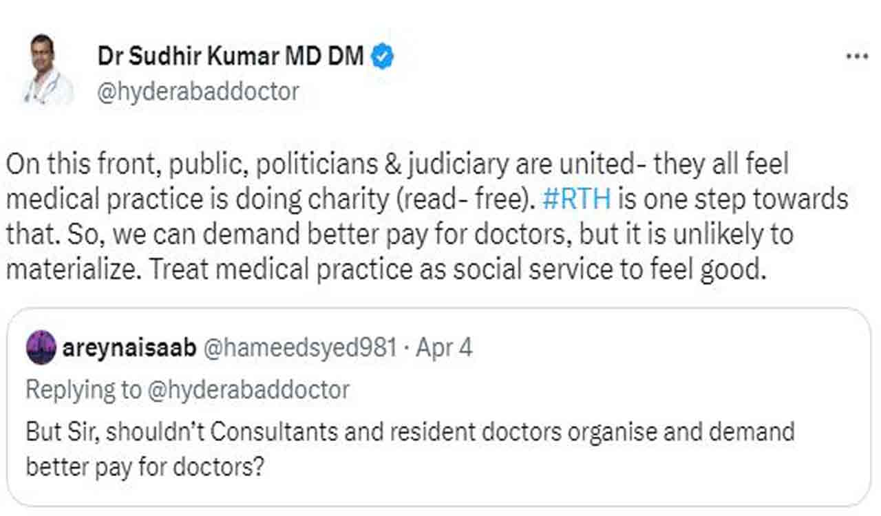 Hyderabadi doctor’s tweet on earning more in share market than in medical field sparks debate online