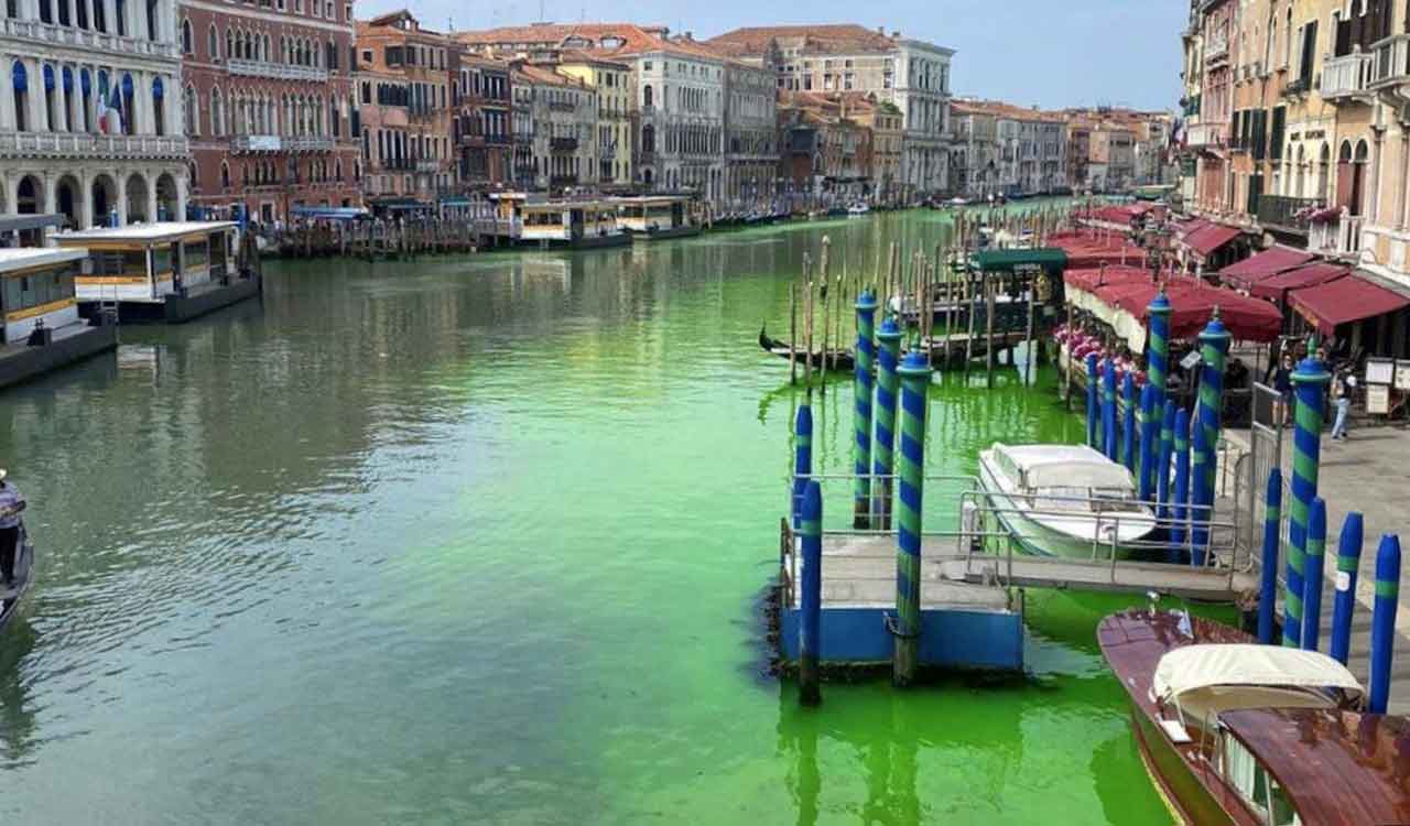 Canal water in Venice turns fluorescent green, authorities launch probe
