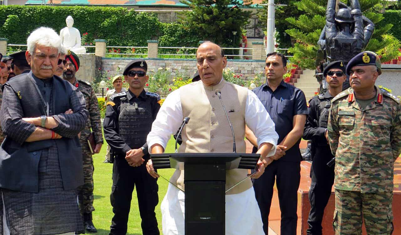 Defence minister Rajnath Singh visits J-K’s Rajouri, reviews security situation