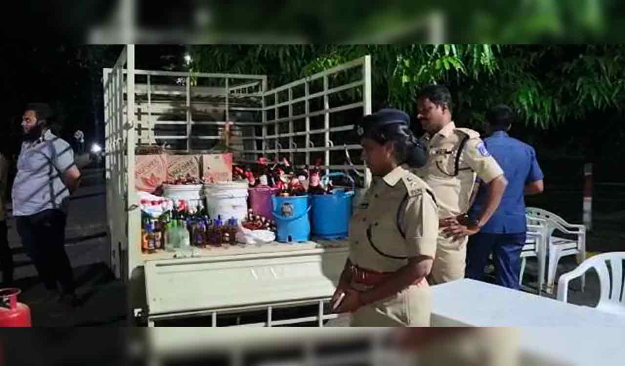 Hyderabad: Cops conduct cordon and search operation, seize 400 liquor bottles