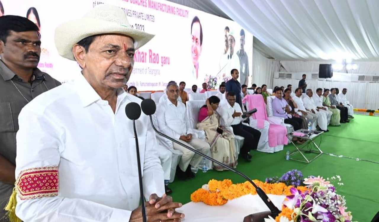 CM KCR inaugurates Medha Rail Coach Factory at Kondakal