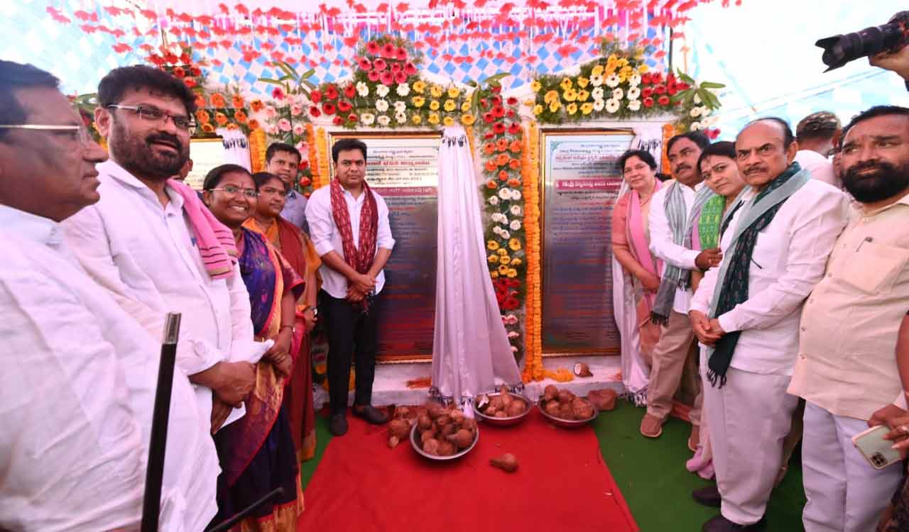KTR lays foundation stones for development projects in Mulugu