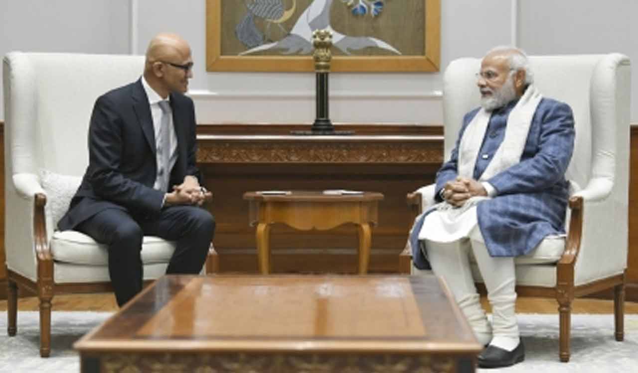 Satya Nadella, PM Modi discuss how AI can help improves lives of Indians