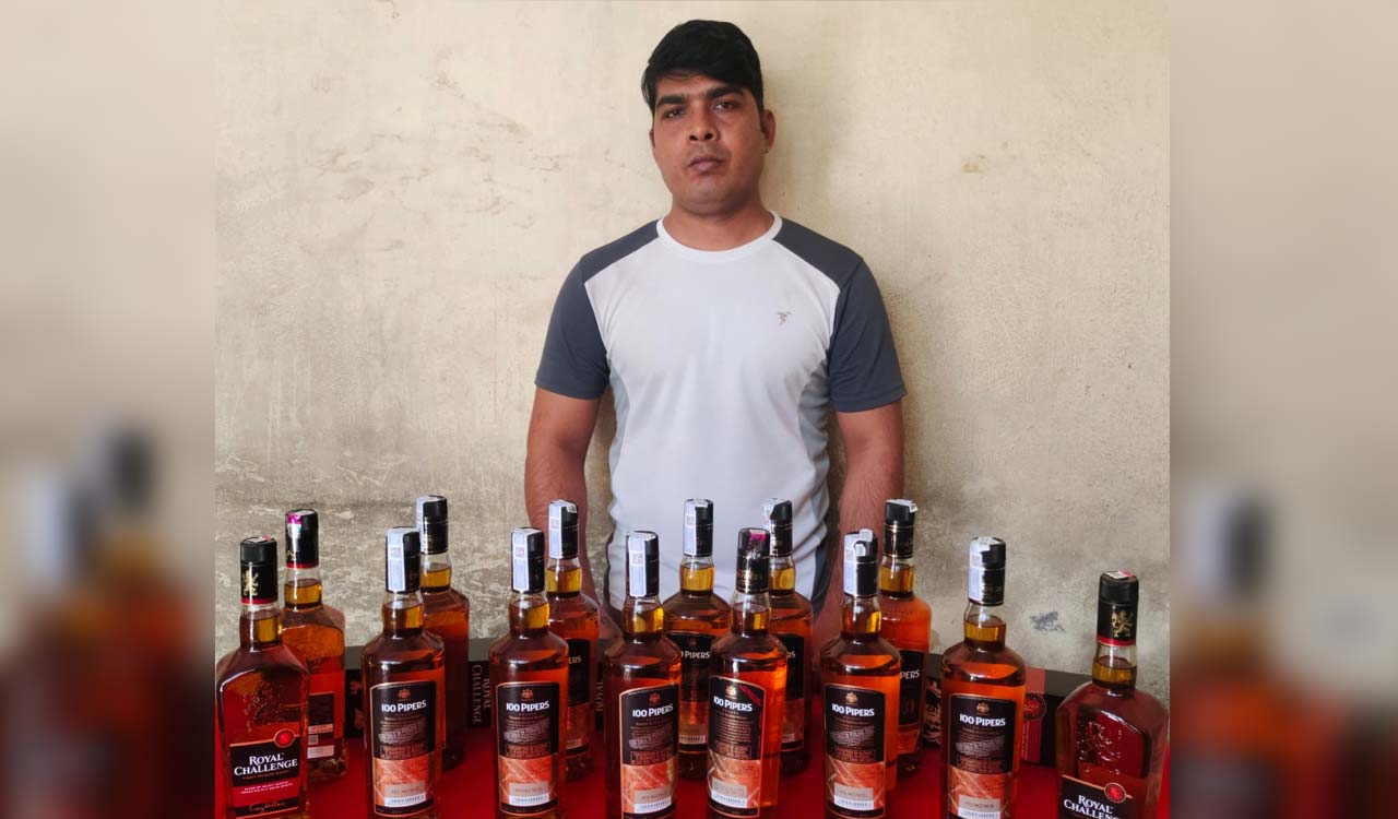 Hyd police seize 14 bottles of army supply liquor from man
