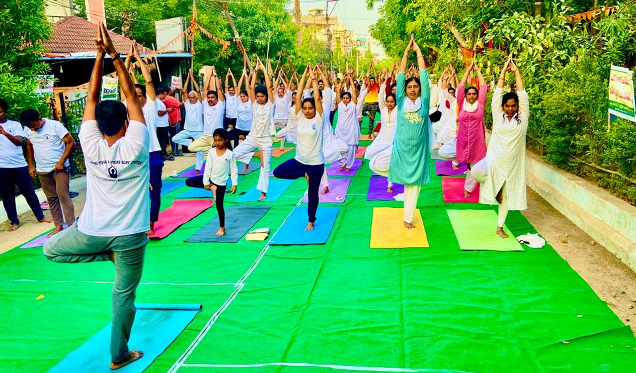 Ninth International Yoga Day celebrated in Mancherial