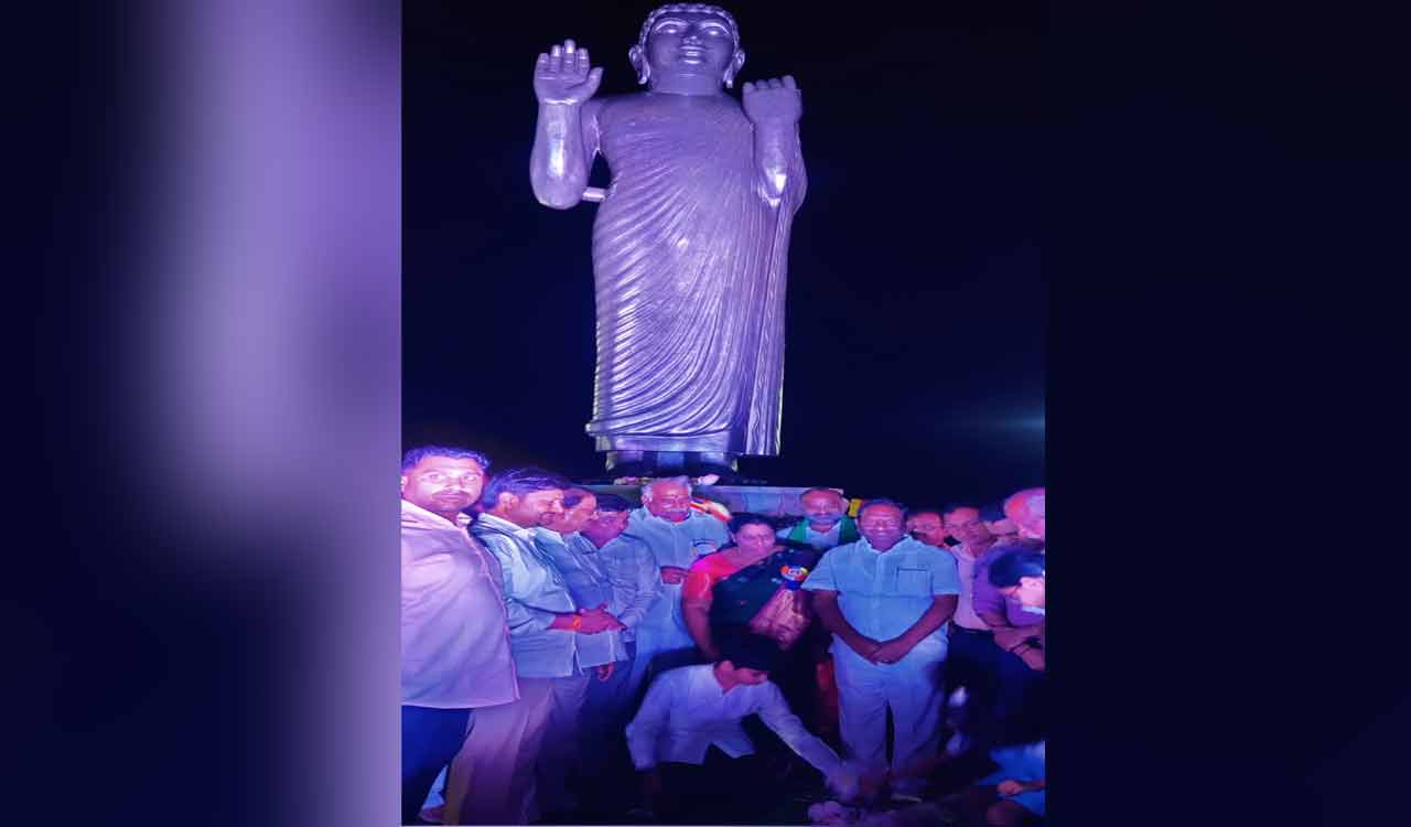 Asifabad: 22-feet Buddha statue unveiled in Sirpur (T)