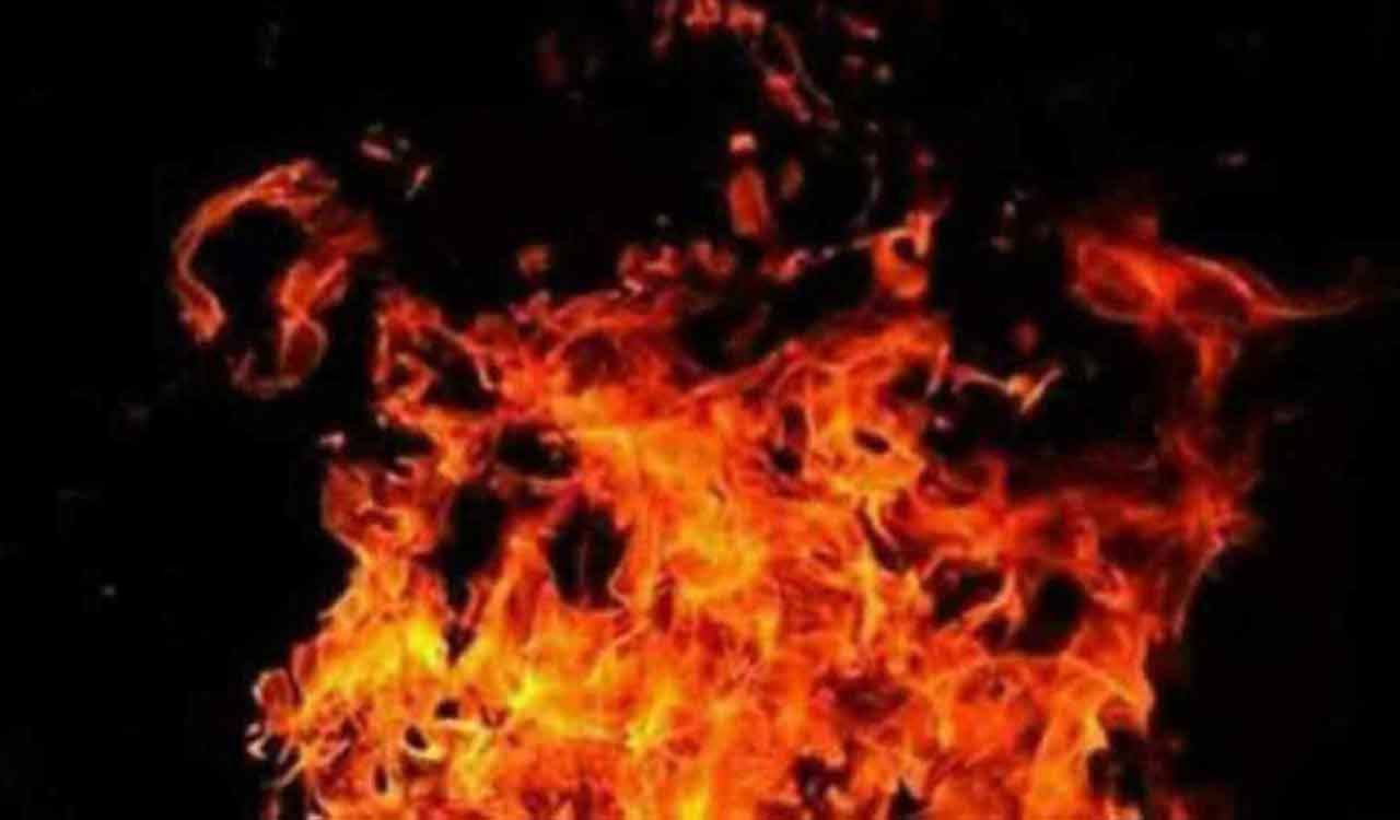 Hyderabad: Angered over harassment of traffic cop, man sets his scooter on fire