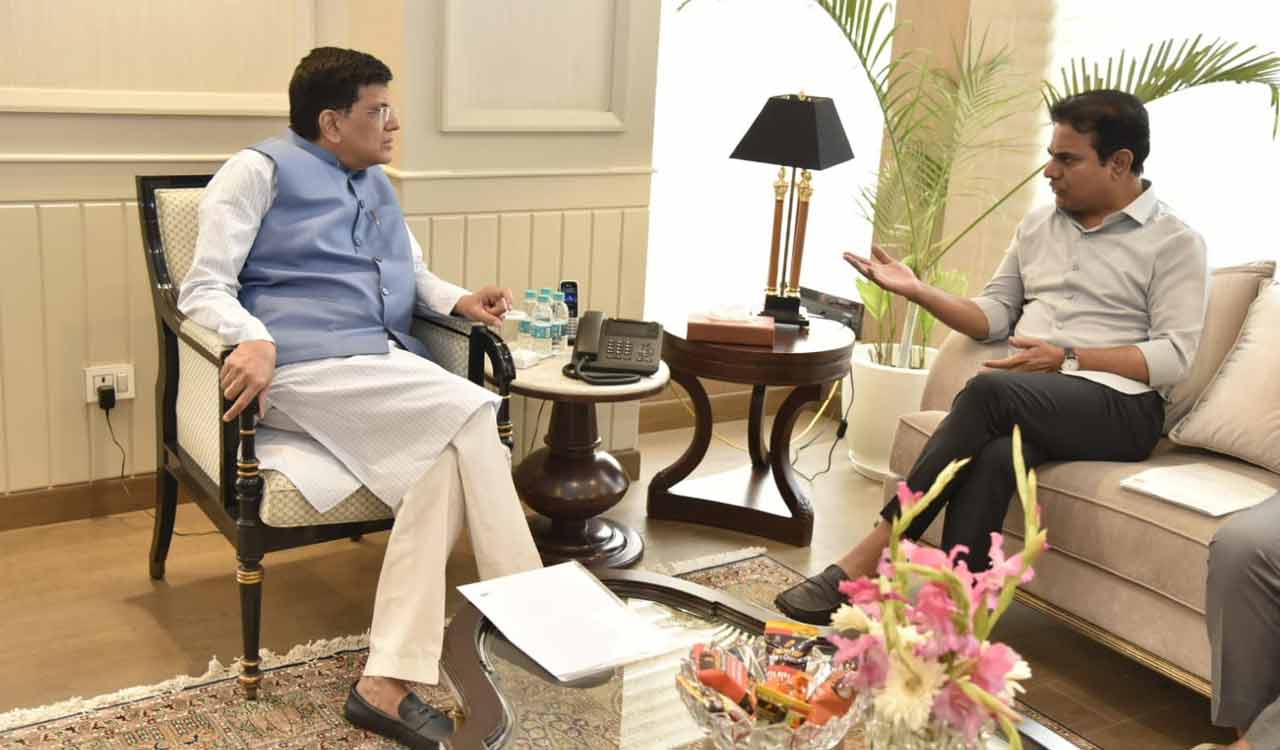 KTR meets Piyush Goyal, seeks additional parboiled rice target of 20 lakh MT