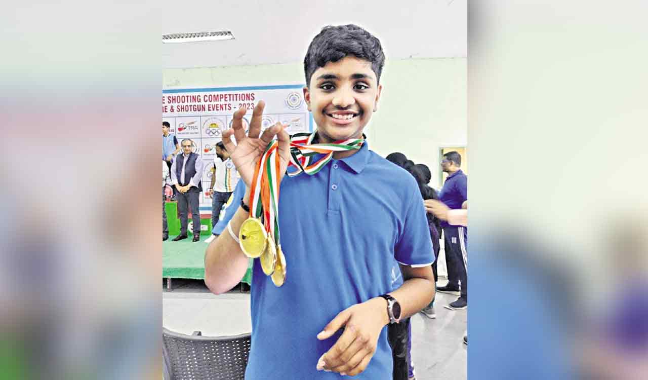 Sreejith shoots hat-trick of golds at Telangana Shooting Competitions