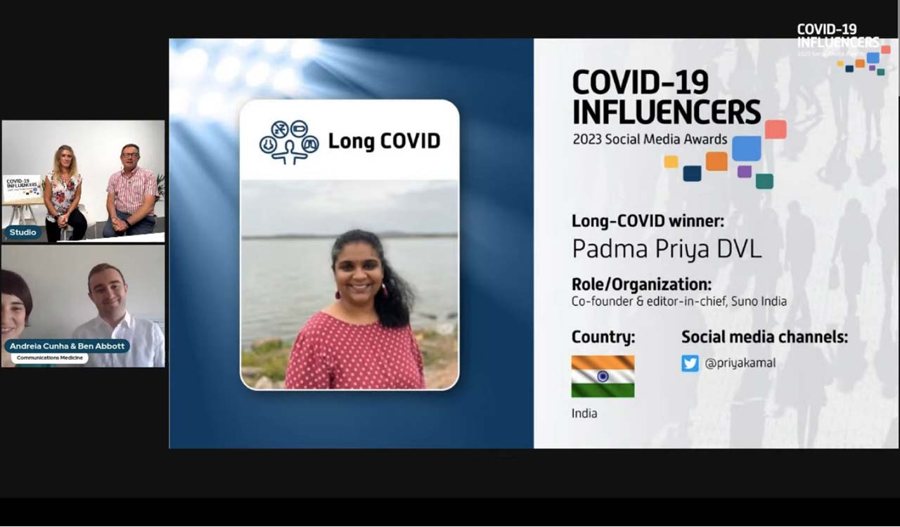 Suno India’s Editor-in-chief wins award for awareness on COVID