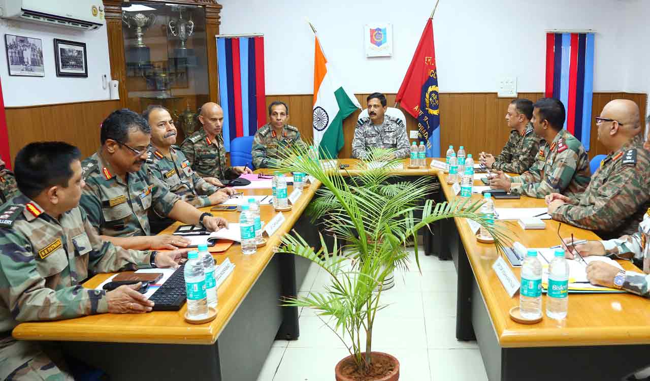 Air Commodore VM Reddy reviews NCC training during Group Commanders Conference