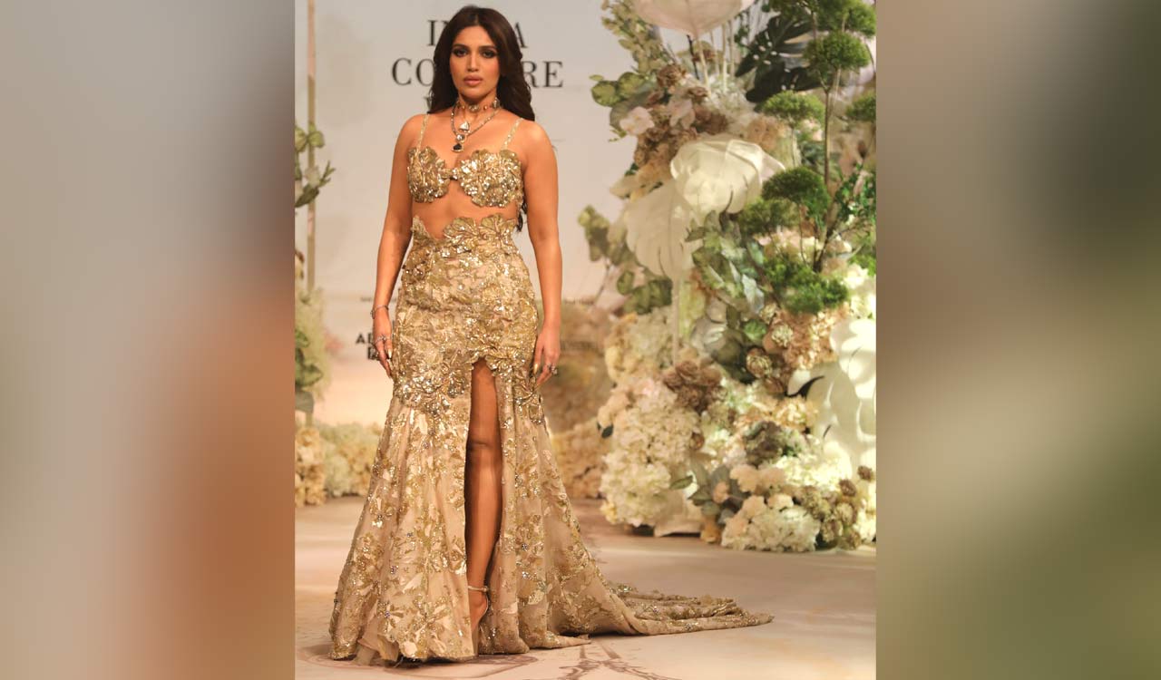Bhumi Pednekar shines in gold at India Couture Week