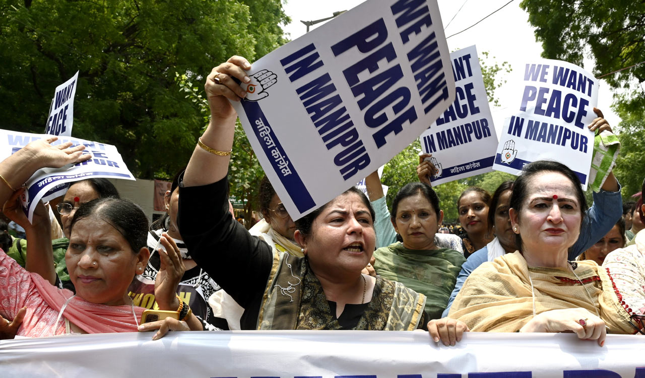 Manipur viral video: Women Congress workers stage protest, demand resignation of CM