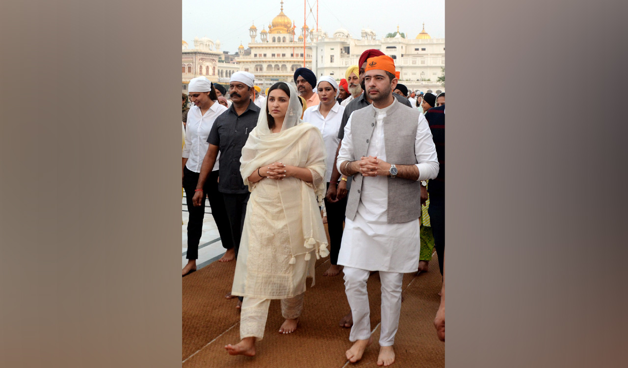 AAP MP Raghav Chadha, Parineeti Chopra offer prayers at Golden Temple