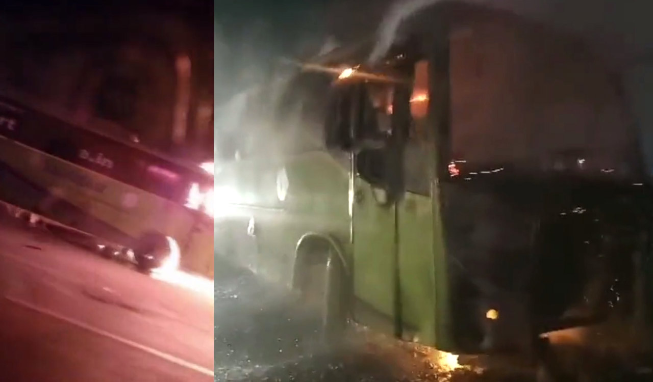Hyderabad: Passengers miraculously survive as bus catches fire