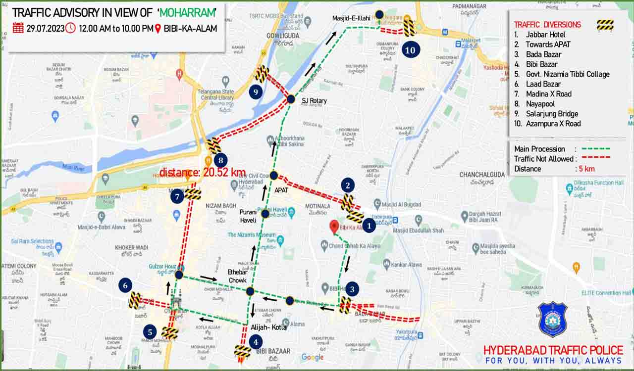 Hyderabad Police issue traffic advisory for Muharram procession