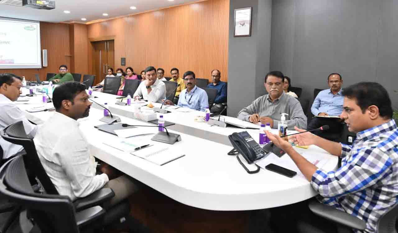 Minister KTR reviews Municipal department preparation for heavy rains in Hyderabad