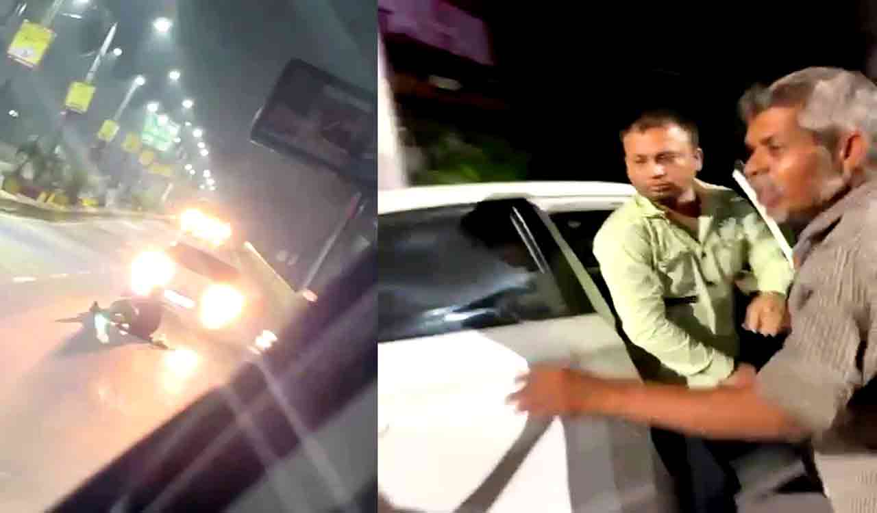 Car with BJP sticker runs over man