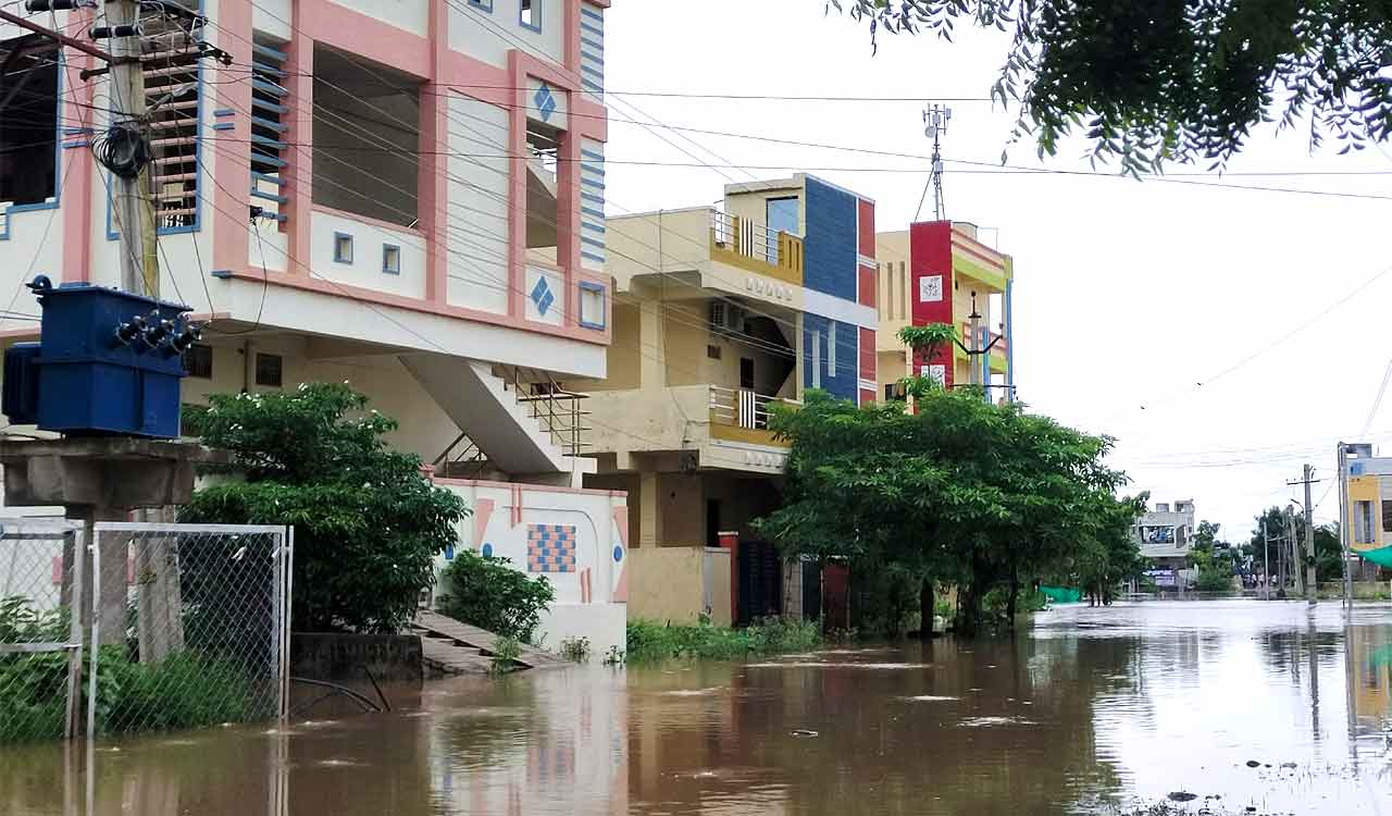 Low-lying areas of Mancherial submerged