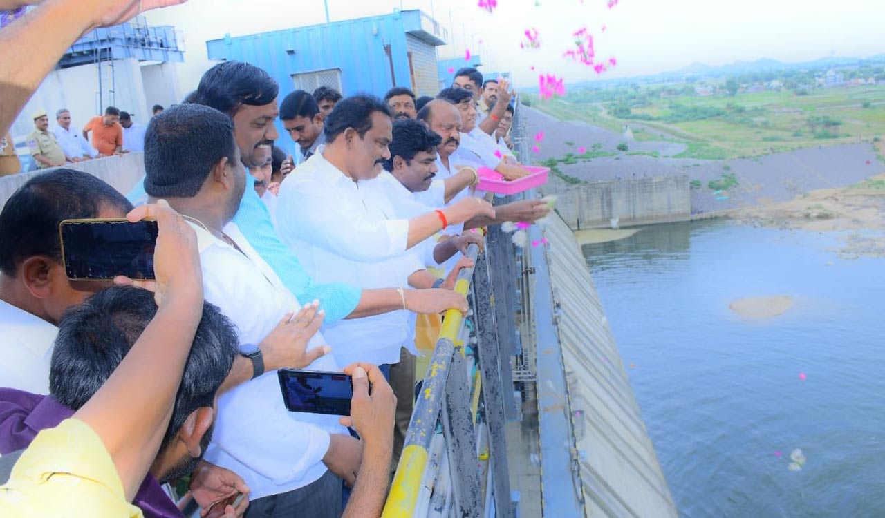 Telangana: Water released from Mid Manair reservoir on Monday