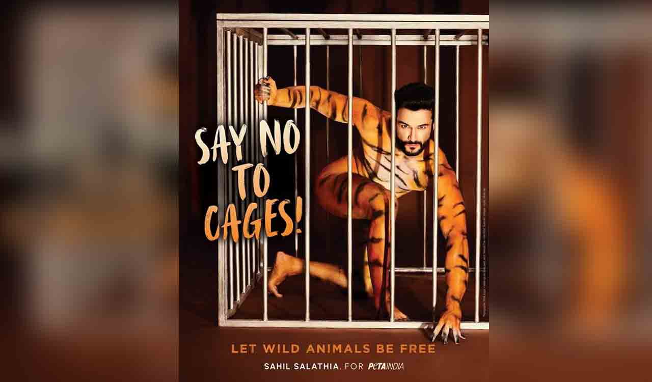 Sahil Salathia gets body-painted for PETA’s International Tiger Day campaign