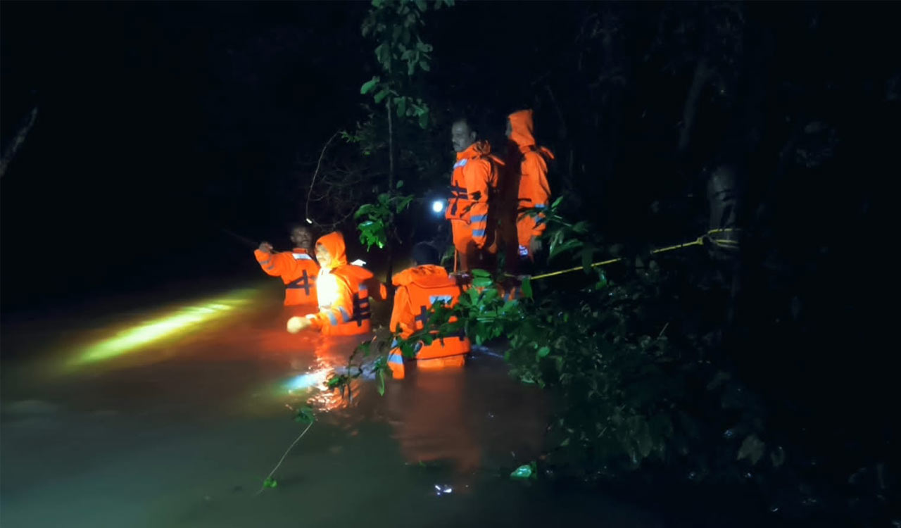Telangana Floods: 80 tourists stranded near Mutyaladhara waterfalls in Mulugu rescued 