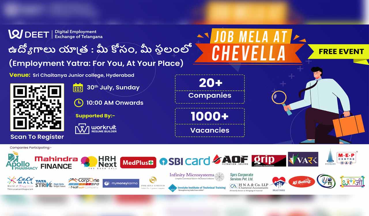 DEET announces District Job Fair on July 30 at Chevella