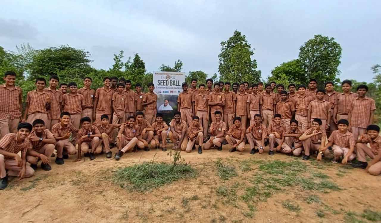 Amrita Vidyalayam distributes more than 1 lakh seedballs at Suraram Reserve Forest