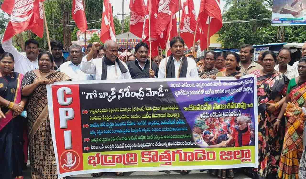 Protests staged against PM Modi’s visit to Telangana