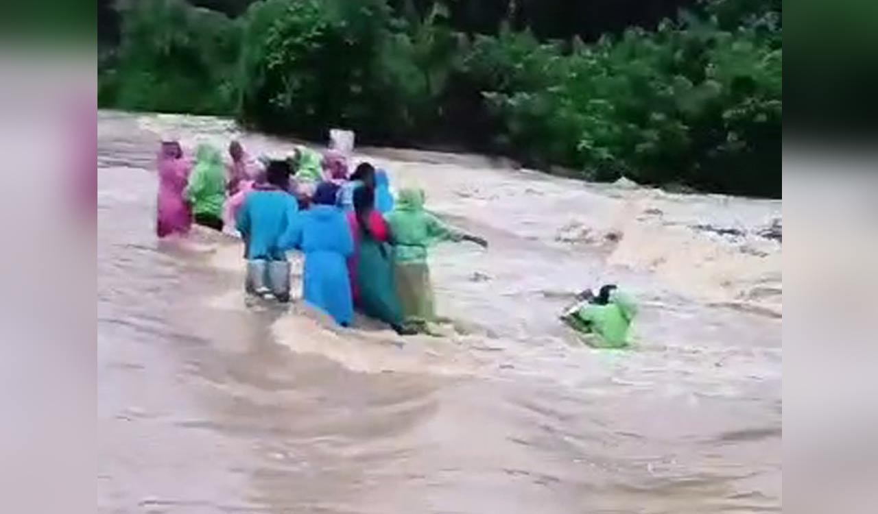 Telangana: Woman washed away in a stream in Kothagudem