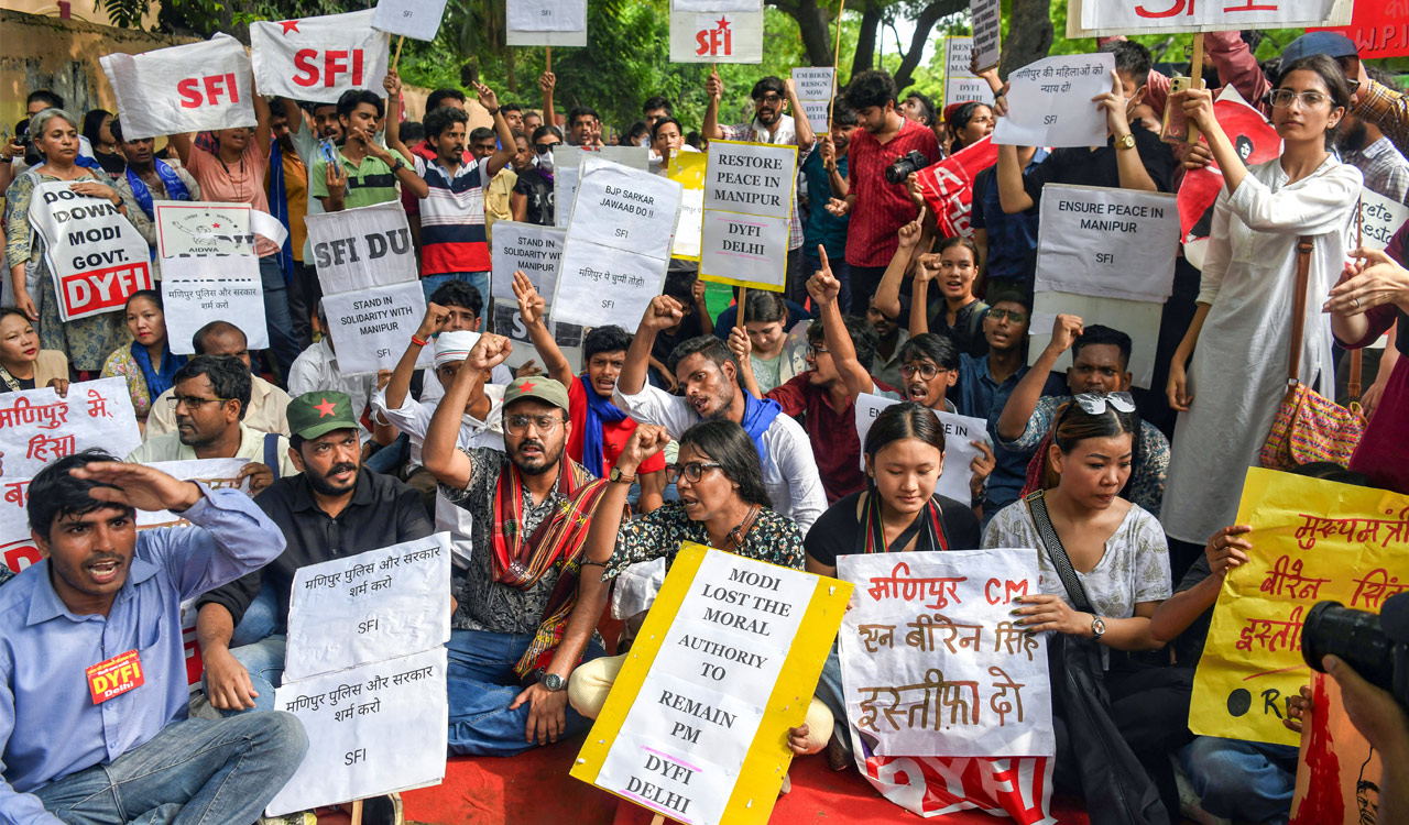 Manipur violence: Protesters in Delhi demand CM Biren Singh’s resignation