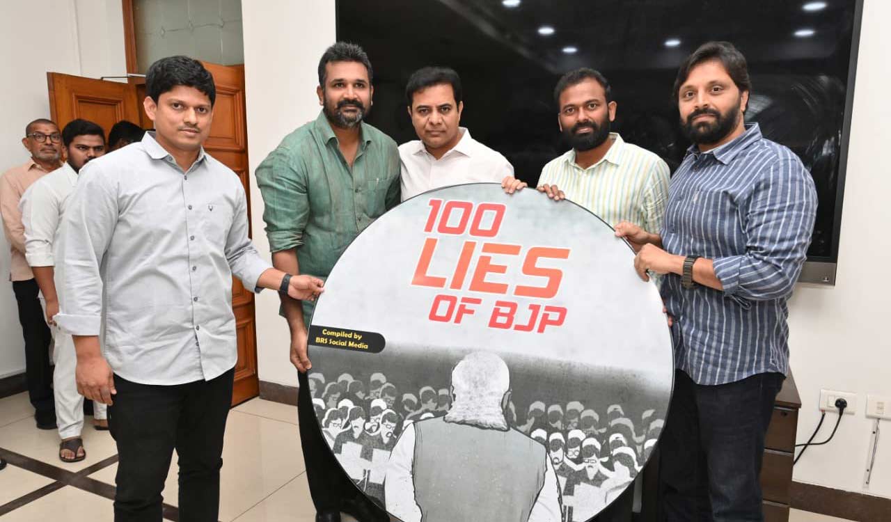 ‘100 Lies of BJP’ booklet and CD released by KTR