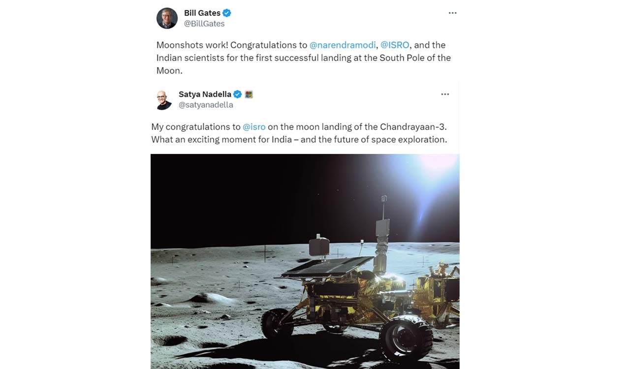 Bill Gates, Satya Nadella extend congratulations to ISRO for Chandrayaan-3 achievement